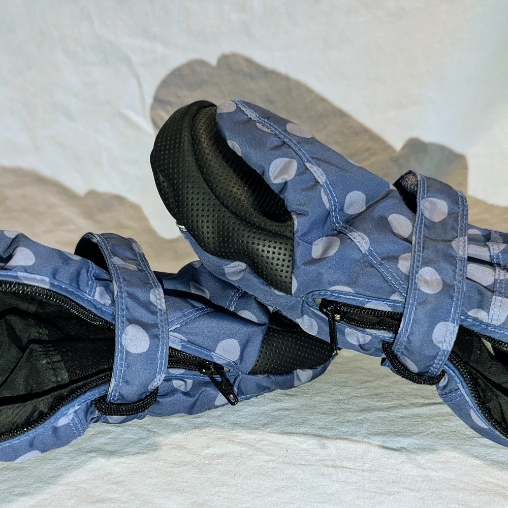 Hestra Size 4 Waterproof Insulated Blue and Gray Polka Dot Kids Mittens